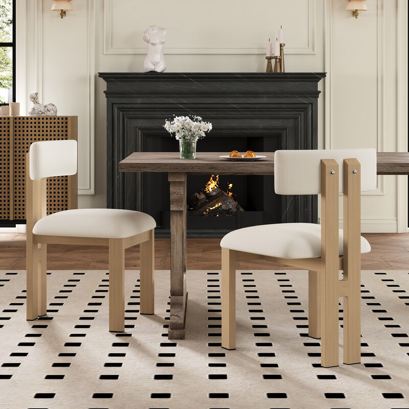 Merax 2 PCS Upholstered Armless Dining Chairs With Metal Legs