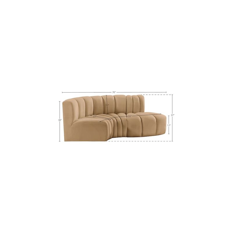 Meridian Furniture Arc Camel Velvet Modular Sofa