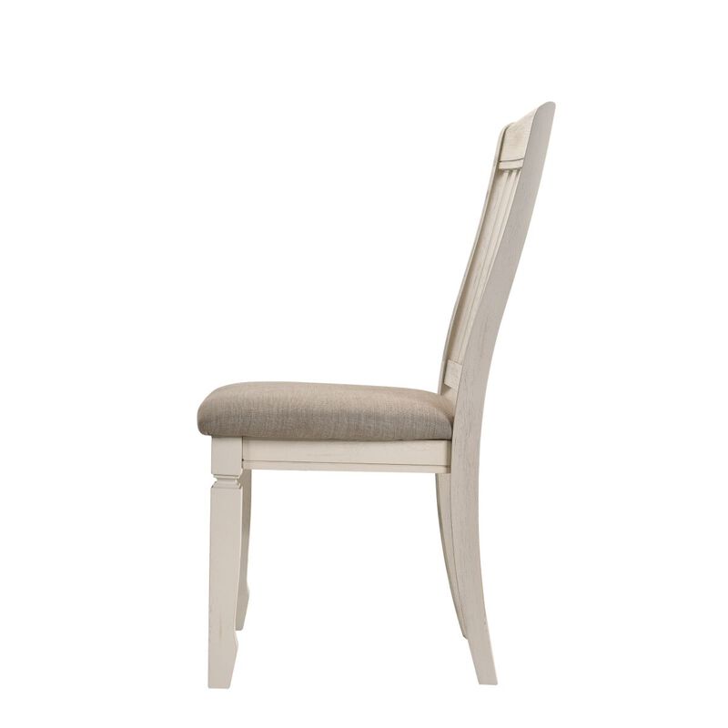 Fedele Side Chair, Tan Fabric & Cream Finish