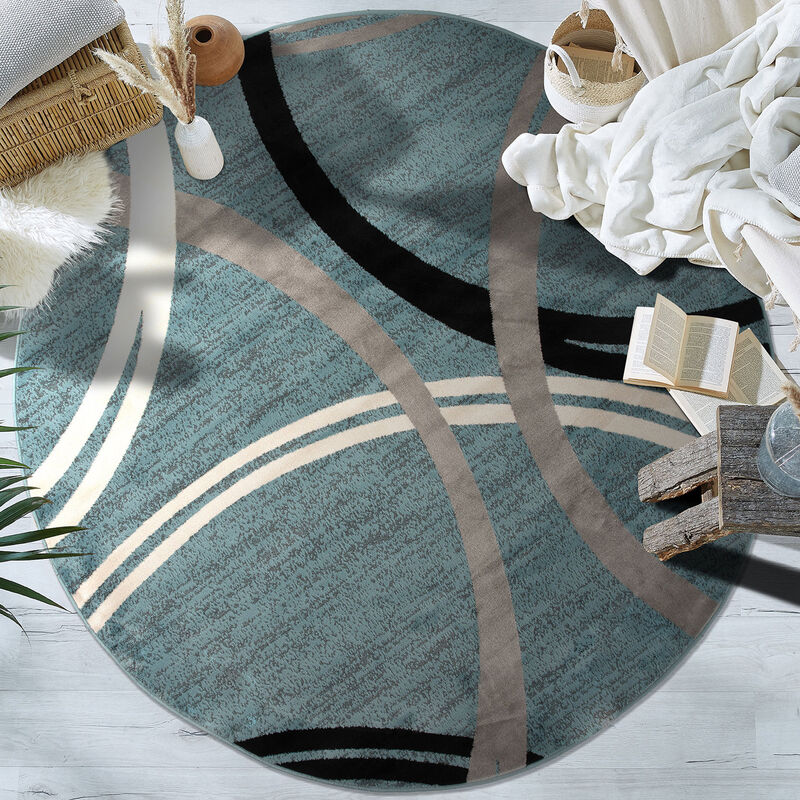 World Rug Gallery Contemporary Abstract Circles Design Area Rug:  Geometric,  Pet Friendly,  Low Pile,  Stain-Resistant image number 6