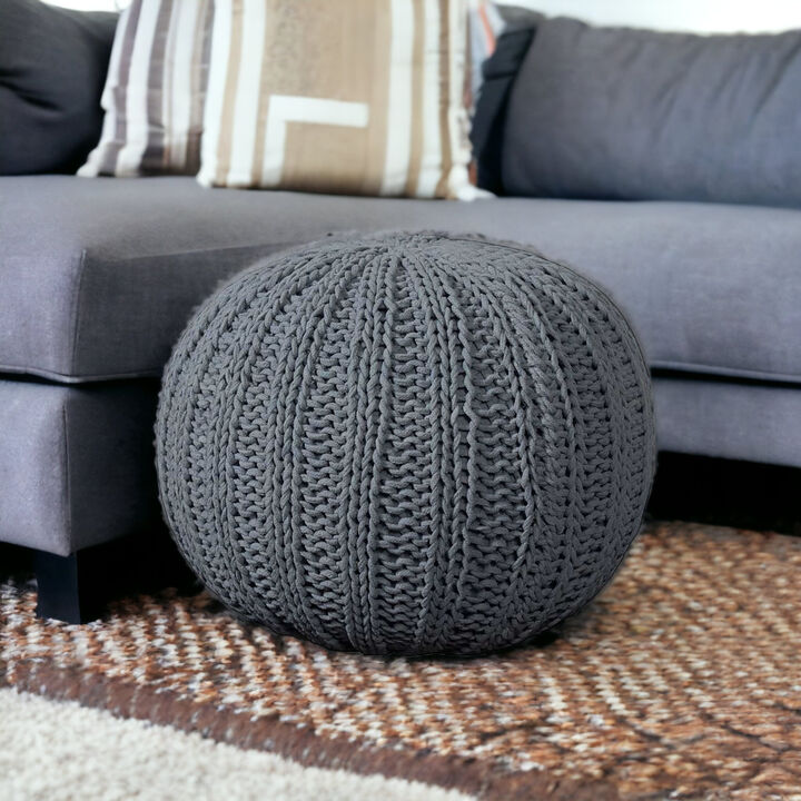 Stylish Round Pouf Ottoman – Soft Cotton Floor Cushion and Footrest