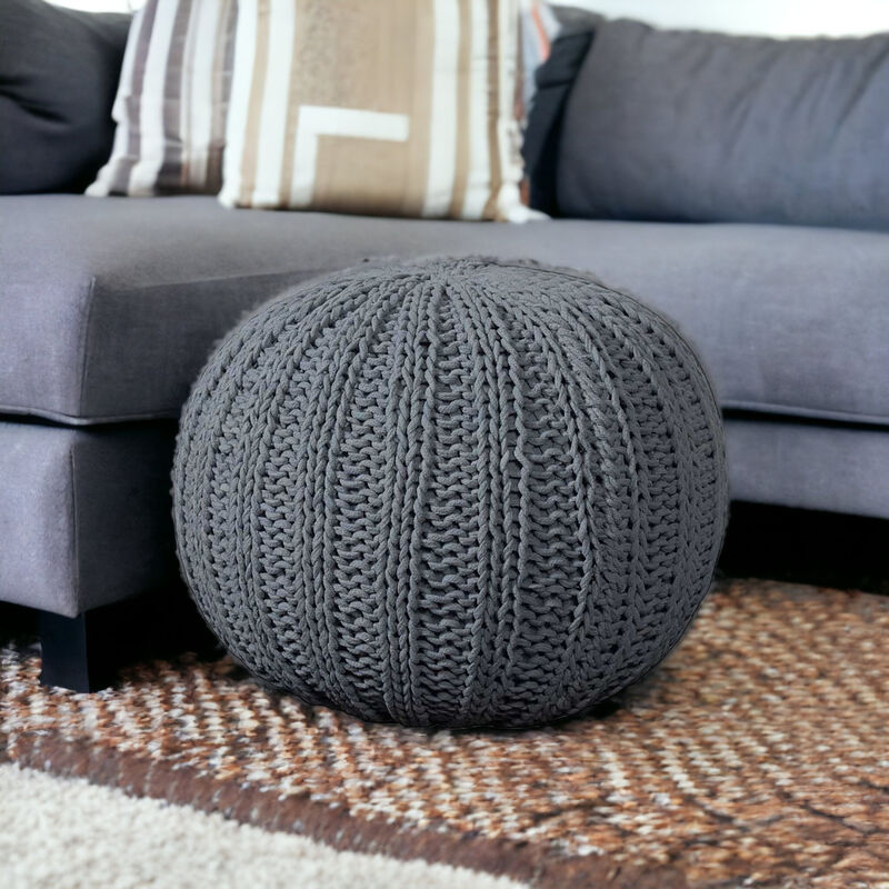 Stylish Round Pouf Ottoman – Soft Cotton Floor Cushion and Footrest