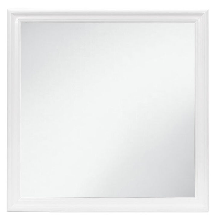 HomeRoots 38" White Square Wood Framed Accent Mirror