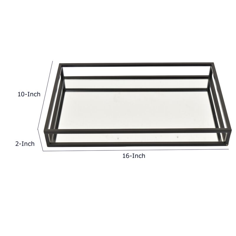 Shaya Rectangular Tray, Gallery Frame w Rails, Glass, Black Metal 16 Inch image number 7
