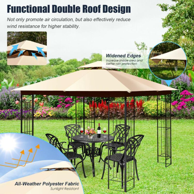 Hivvago L-Shaped Patio Canopy Gazebo Outdoor 2-Tier Steel Tent