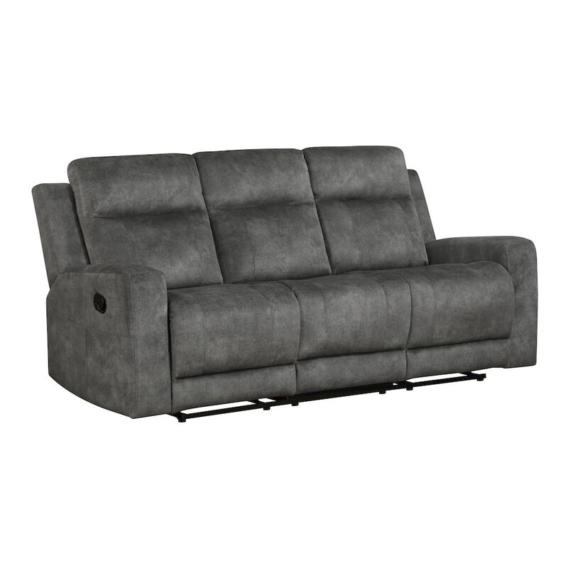 Lexicon Yates Microfiber Double Reclining Sofa In Dark Gray