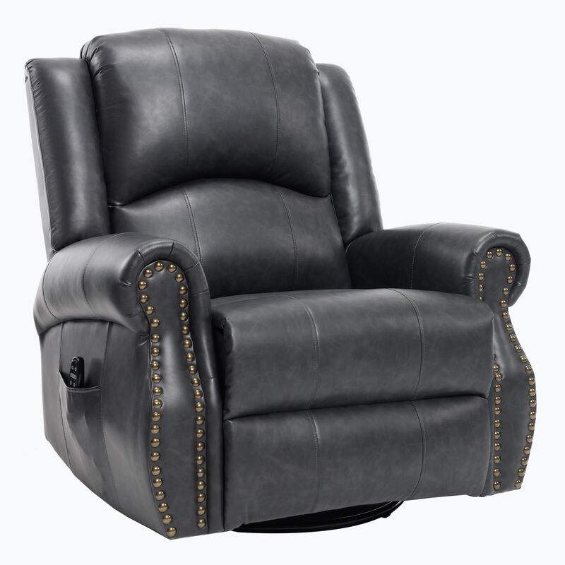 Faux Leather Recliner Chair Rocker Swivel Chair Manual Recliner with Heat & Massage image number 0