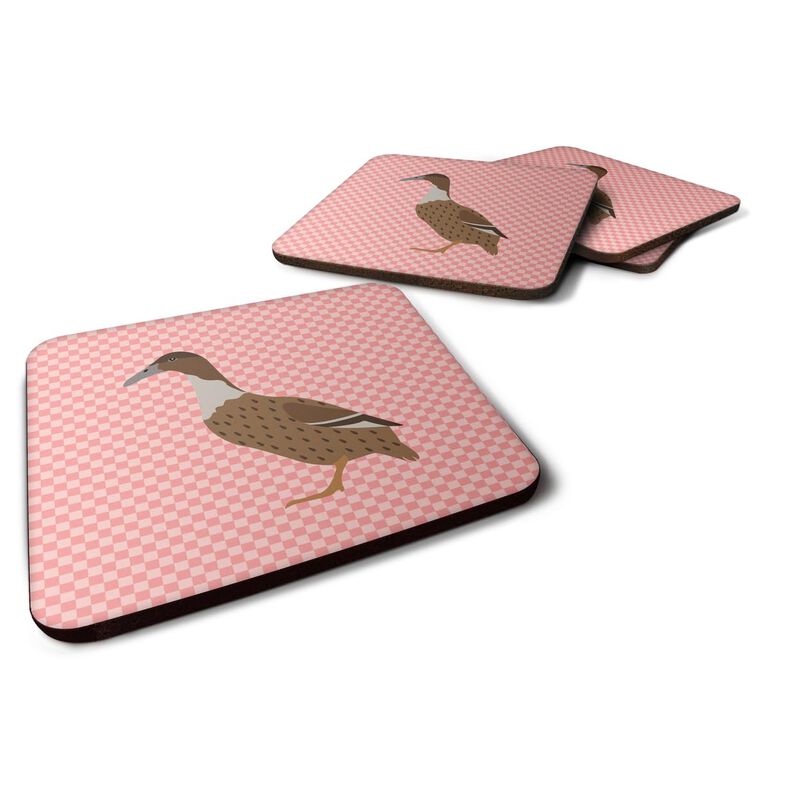 Caroline's Treasures Dutch Hook Bill Duck Pink Check Decorative coasters, 3.5, Multicolor
