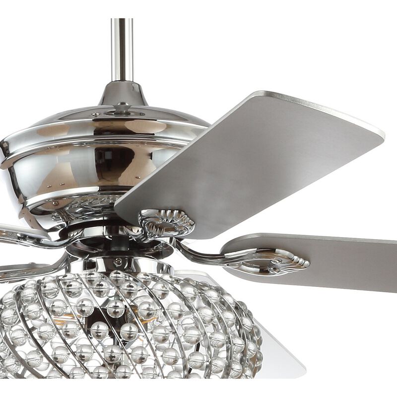 Crista 52" 3-Light Metal/Wood LED Ceiling Fan, Chrome