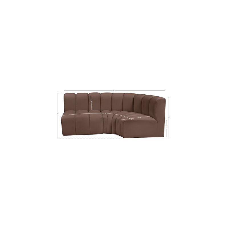 Meridian Furniture Arc Brown Vegan Leather Modular Sofa