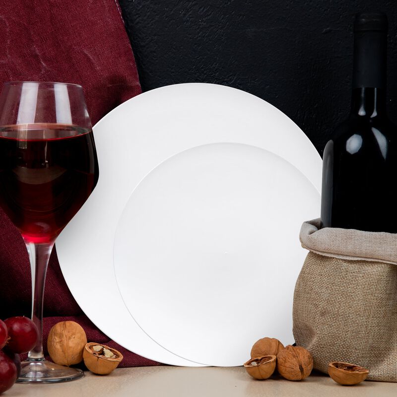 Solid White Organic Round Plastic Dinnerware Value Set (40 Sets) image number 8