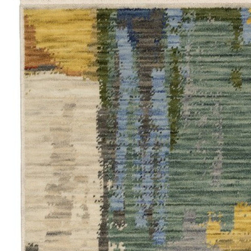 HomeRoots Abstract Area Rug With Fringe image number 2