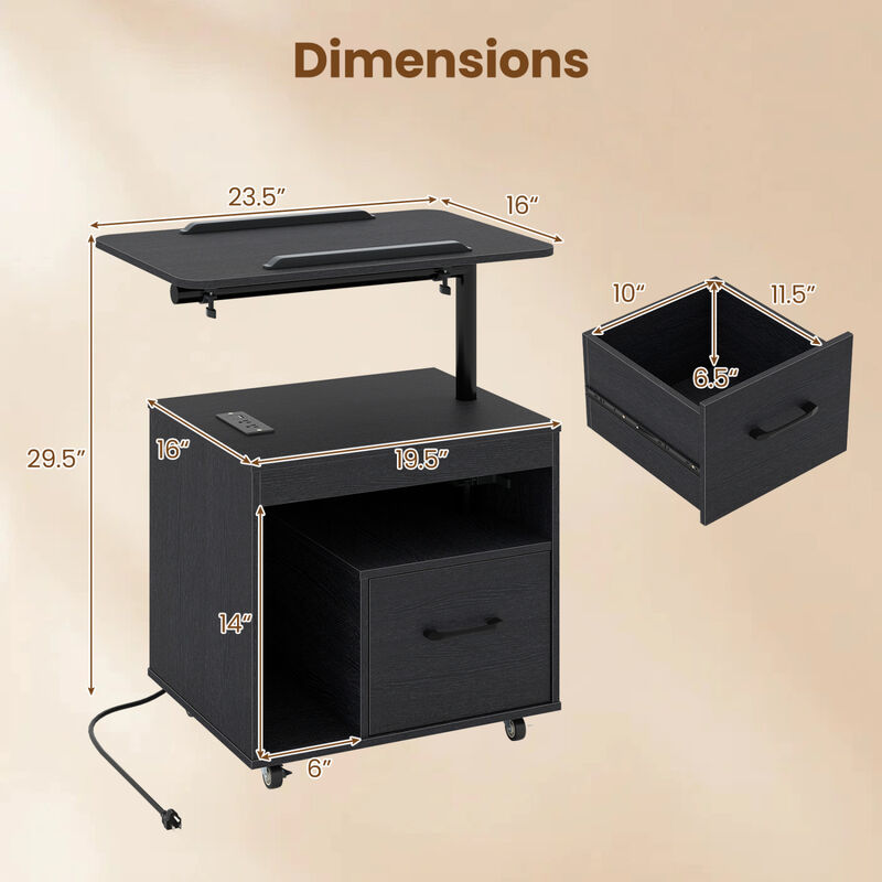 LED Nightstand with Power Outlets and Flip-Top Storage for Bedroom image number 2