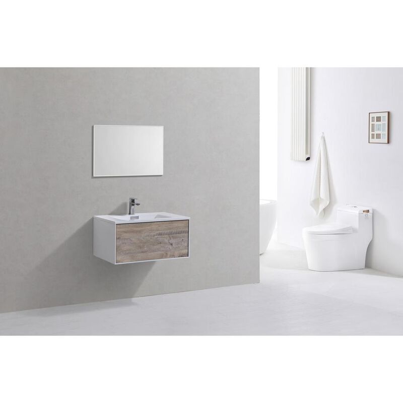 Kubebath Divario 30 Nature Wood Wall Mount Modern Bathroom Vanity