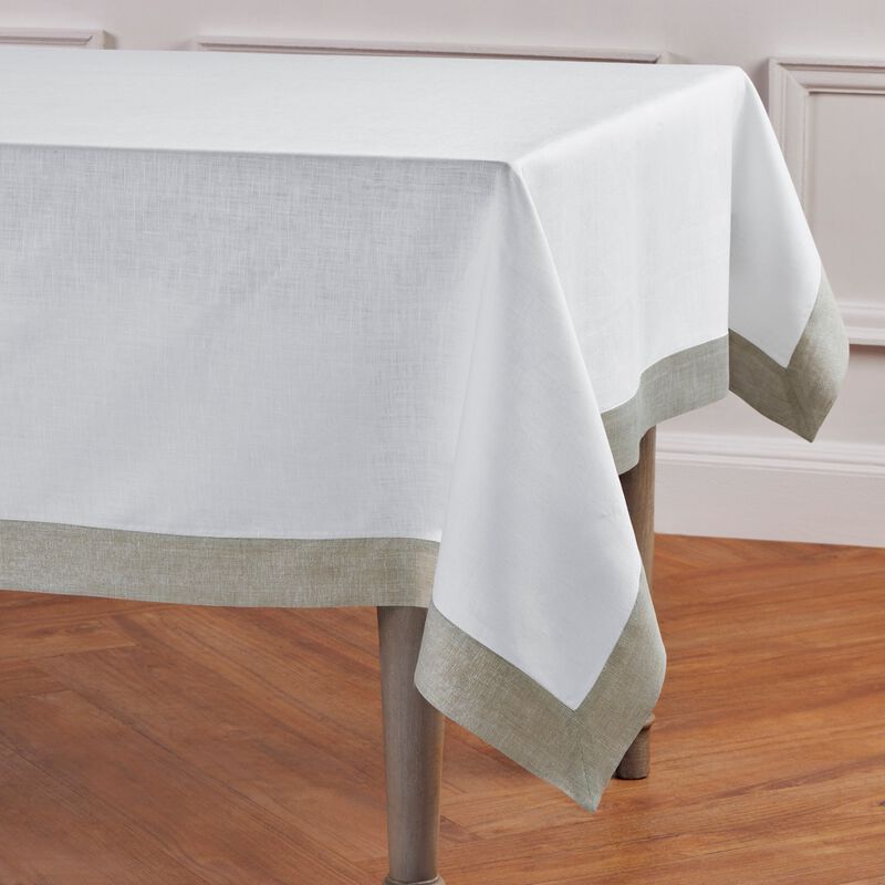 Solino Home Festive Edge 100% Linen Tablecloth &ndash; Handcrafted, Machine Washable, Perfect for Holiday and Everyday Dining