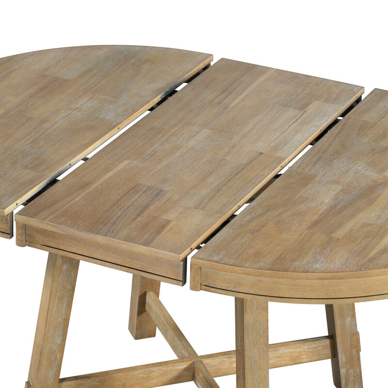 Merax Farmhouse Round Extendable Dining Table