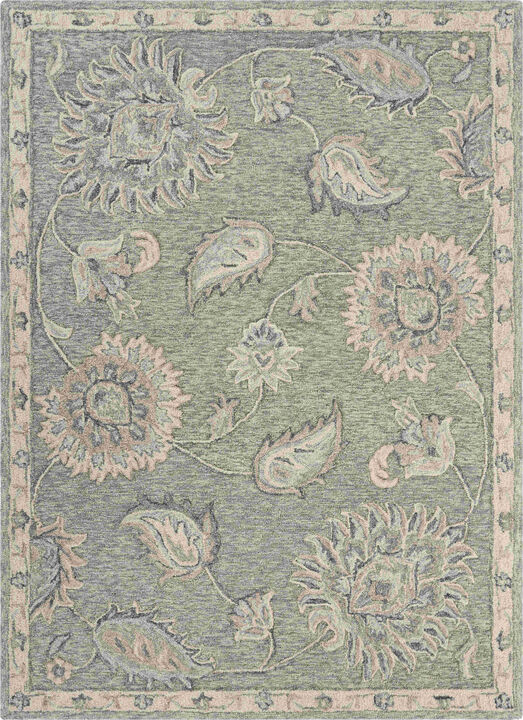 HomeRoots Wool Floral Hand Tufted Area Rug