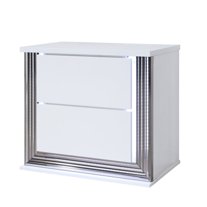 Ylime Smooth White LED Nightstand