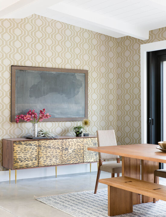 Burton Gold Modern Ogee Wallpaper (Set of 2)