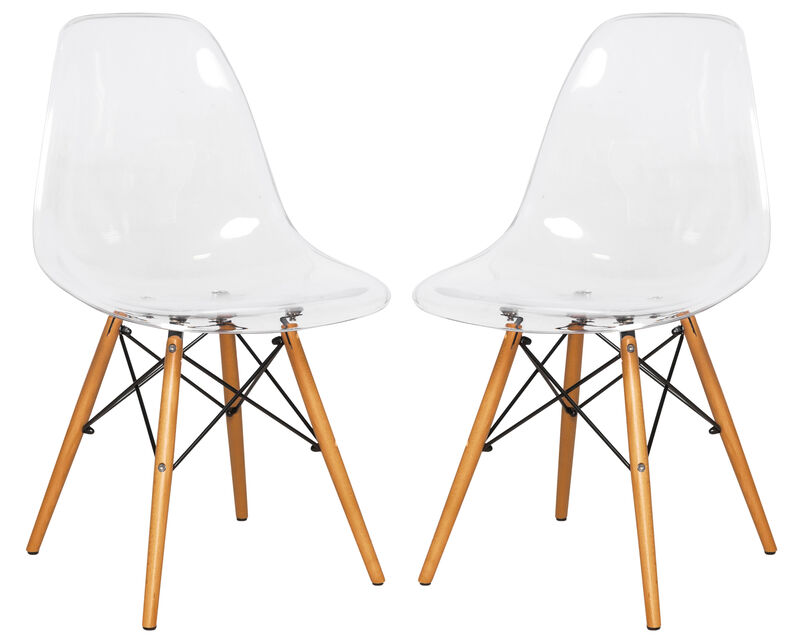 LeisureMod Dover Plastic Molded Dining Side Chair, Set of 2