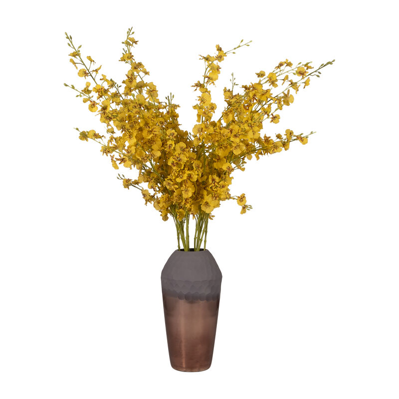 Glass, 14" 2-tone Hand-cut Vase, Metallic image number 2
