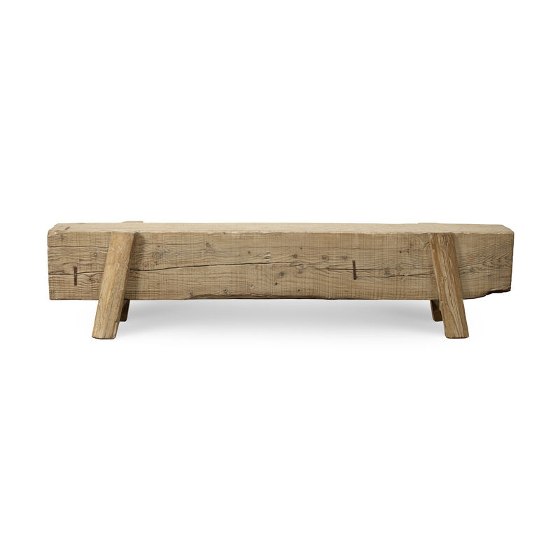 Vintage Reclaimed Wood Bench in Weathered Natural image number 0