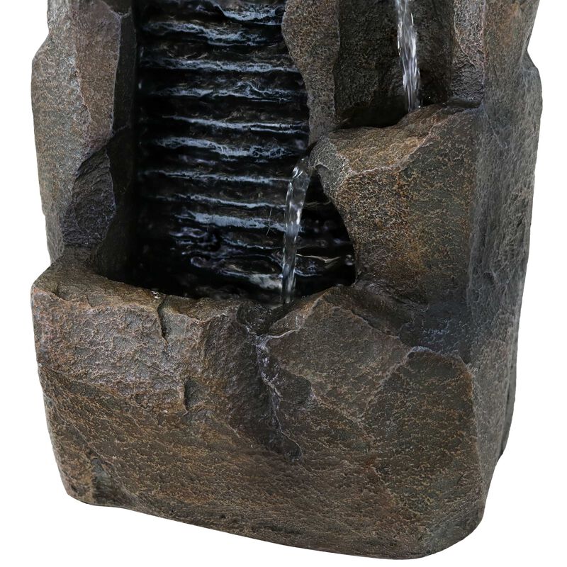 Sunnydaze Stony Rock Waterfall Resin Indoor Tabletop Water Fountain - 11 in