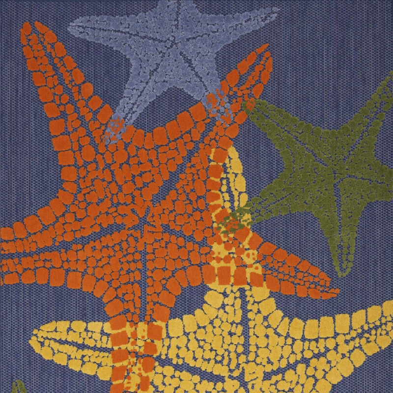 HomeRoots 5' X 8' Blue Yellow And Orange Starfish Indoor Outdoor Area Rug image number 4