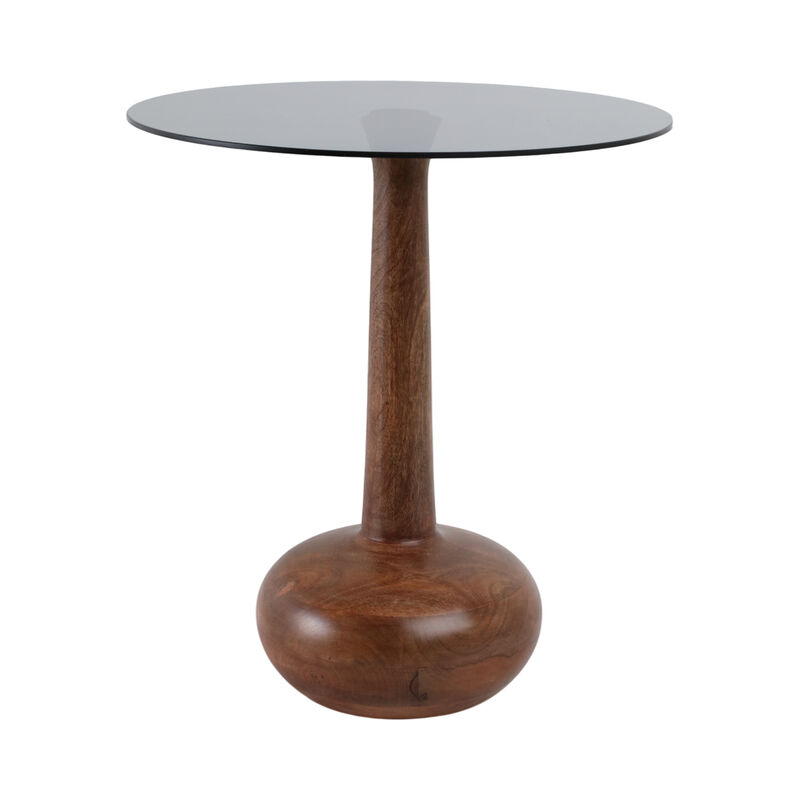 Smoke Glass Top Teardrop Accent Table image number 1