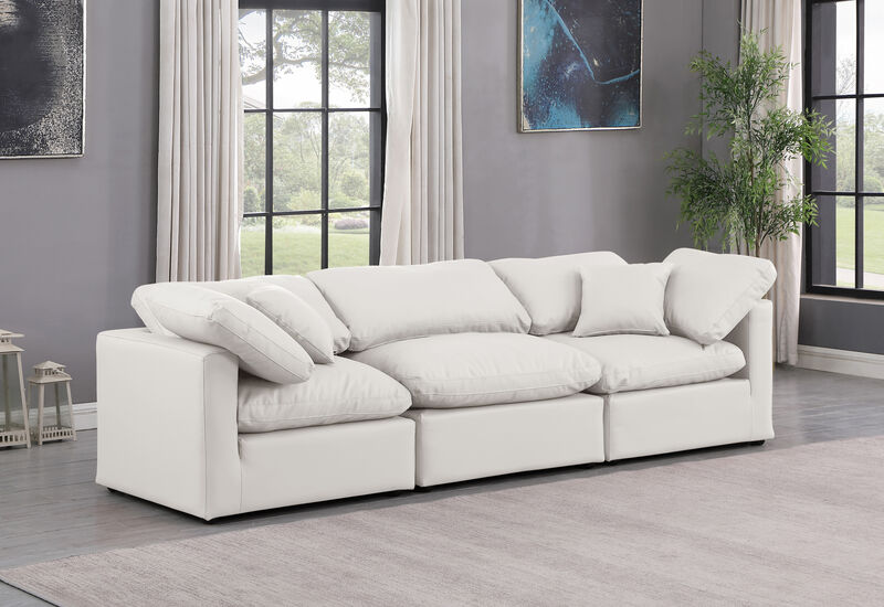 Meridian Furniture Indulge Cream Vegan Leather Modular Sofa