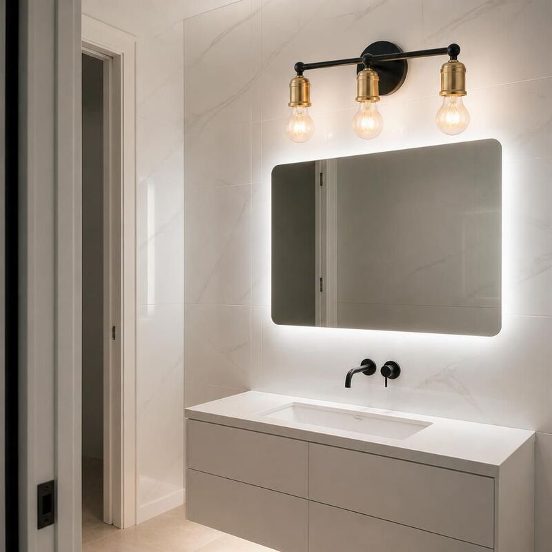 ELEMENT ACE 3-Light Industrial Farmhouse Bathroom Vanity Light Fixture, Over Mirror Wall Sconce for Bathroom Hallway Bedroom, No Bulbs Included image number 2