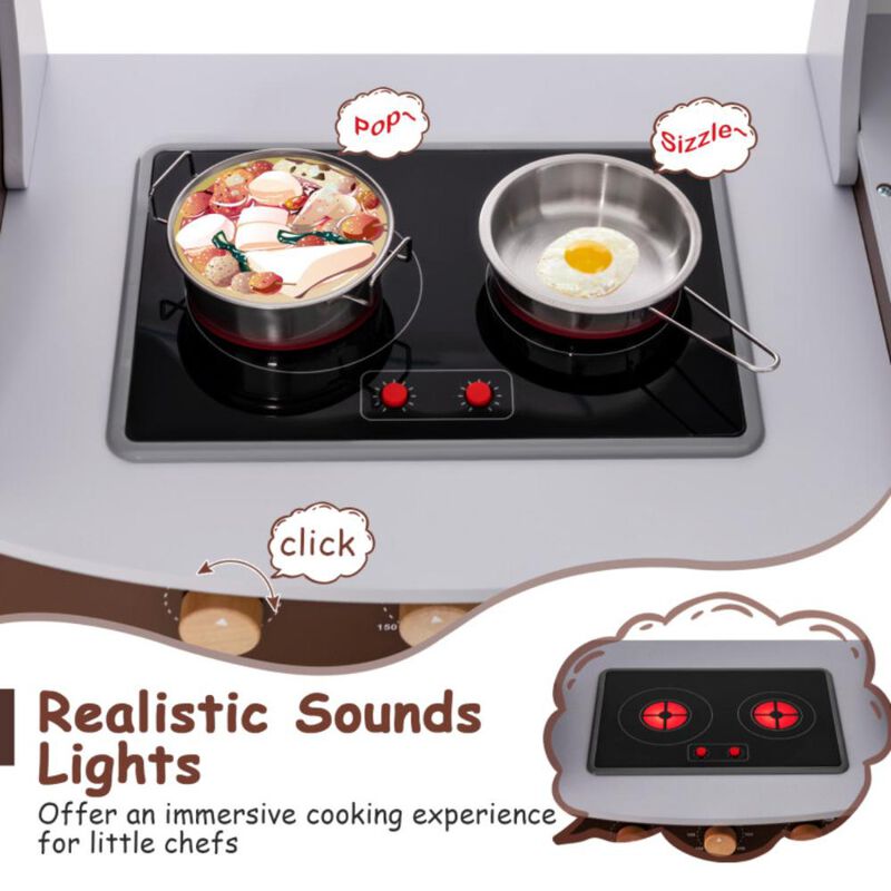 Hivvago Corner Kids Play Kitchen with Washing Machine and Ice Maker Gift for Boys Girls