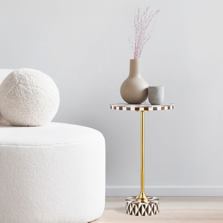 Calix Contemporary Minimalist Metal/Resin Round End Table