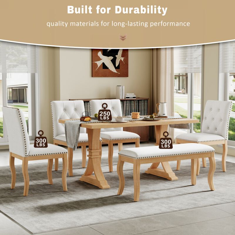 Lilsli 6‑Piece Farmhouse Dining Table Set image number 6