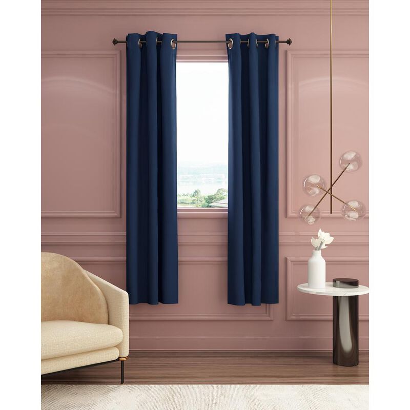 Furinno Collins Blackout Curtain 42x84 in. 2 Panels, Dark Blue