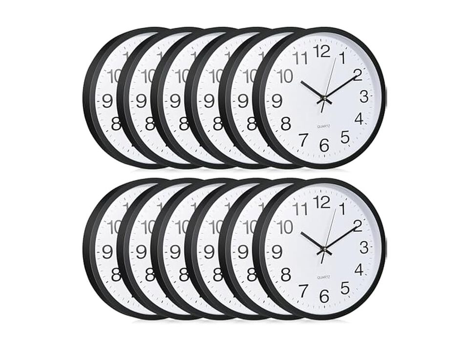 Pieces Wall Clock 12 Inch Silent Non Ticking Easy Read Battery Operated