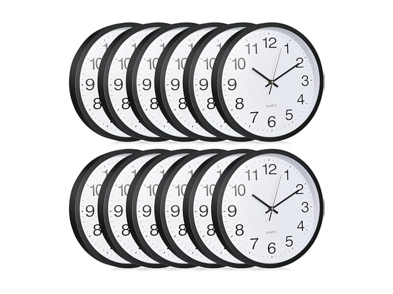 Pieces Wall Clock 12 Inch Silent Non Ticking Easy Read Battery Operated image number 0