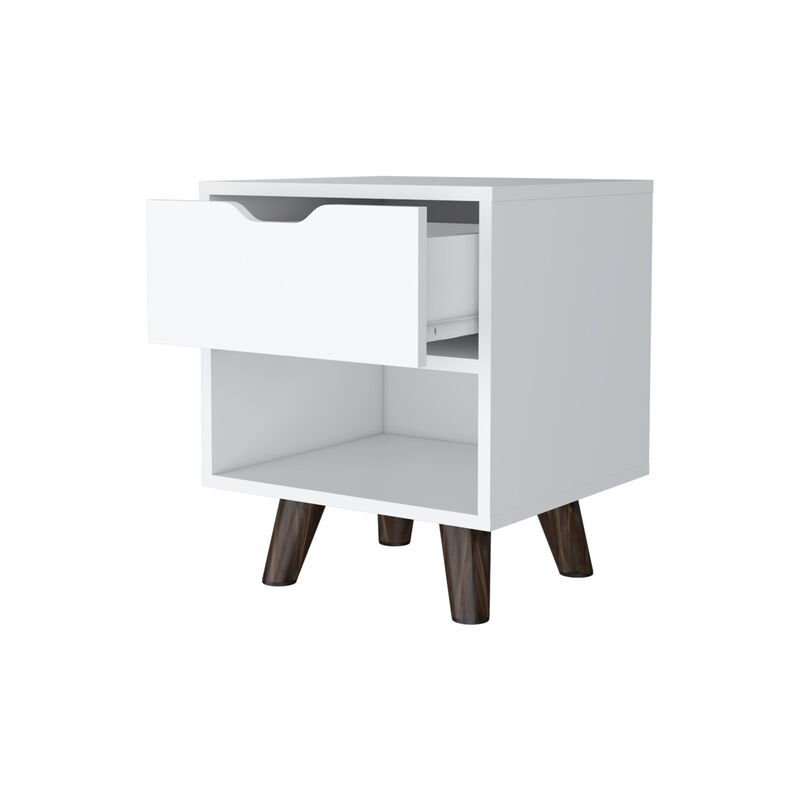 HomeRoots 19" White Wood One Drawer Nightstand image number 2