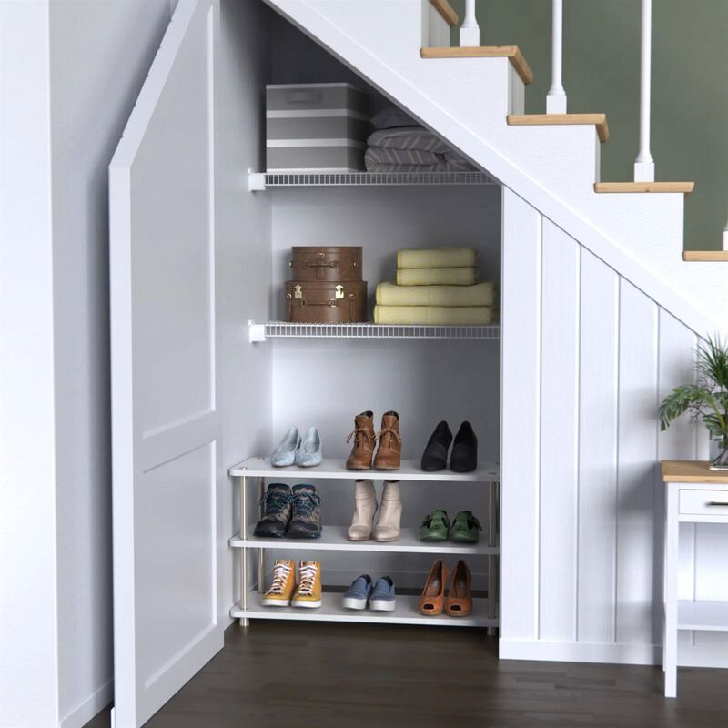 QuikFurn White 3-Shelf Modern Shoe Rack - Holds up to 12 Pair of Shoes