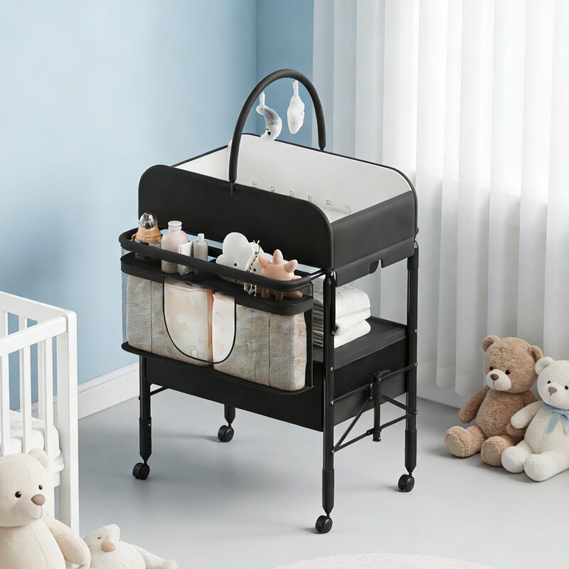 Portable Adjustable Baby Changing Table &ndash; Foldable Mobile Diaper Station with Wheels, 2 Drawers & Waterproof Top image number 5