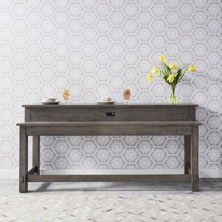 Liberty Furniture Modern Farmhouse Console Bar Table in Dusty Charcoal w/ Heavy Distressing