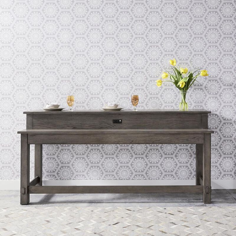 Liberty Furniture Modern Farmhouse Console Bar Table in Dusty Charcoal w/ Heavy Distressing image number 1