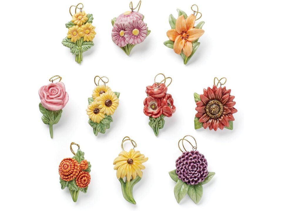Lenox Fall Flowers 10-Piece Ornament Set