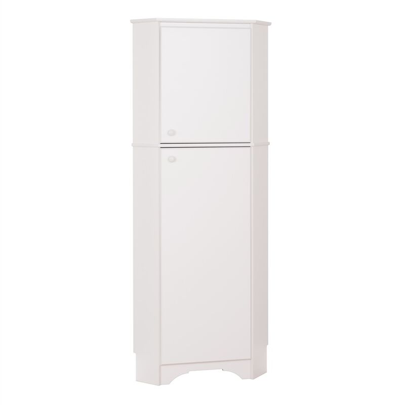Prepac Elite Tall 2-Door Corner Storage Cabinet, White