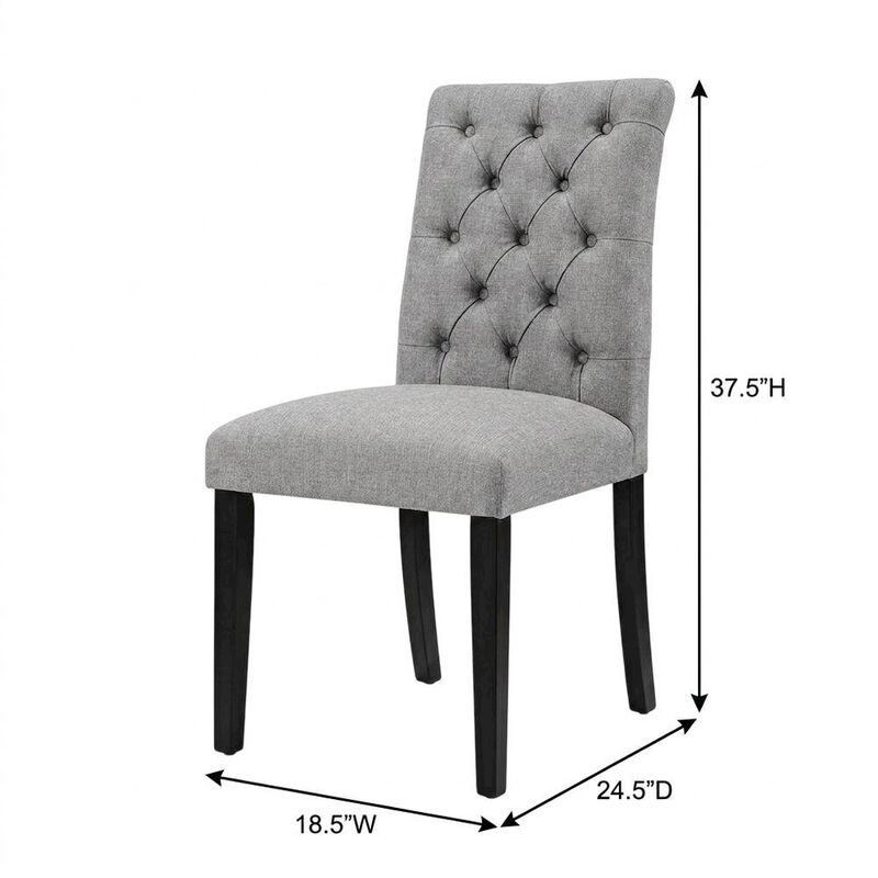 Button-Tufted Upholstered Fabric Parsons Chair, White image number 2