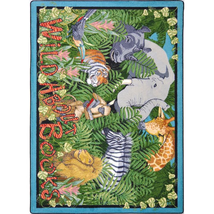 Joy Carpets Kid Essentials Wild About Books 7'8 x 10'9 Area Rug in Color Multi