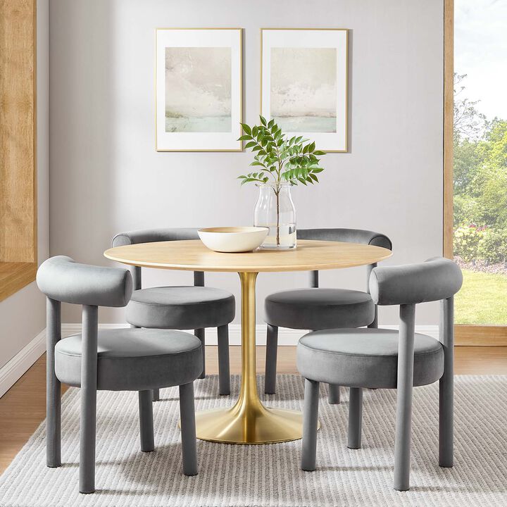 Modway - Lippa 48" Round Wood Grain Dining Table Gold Natural