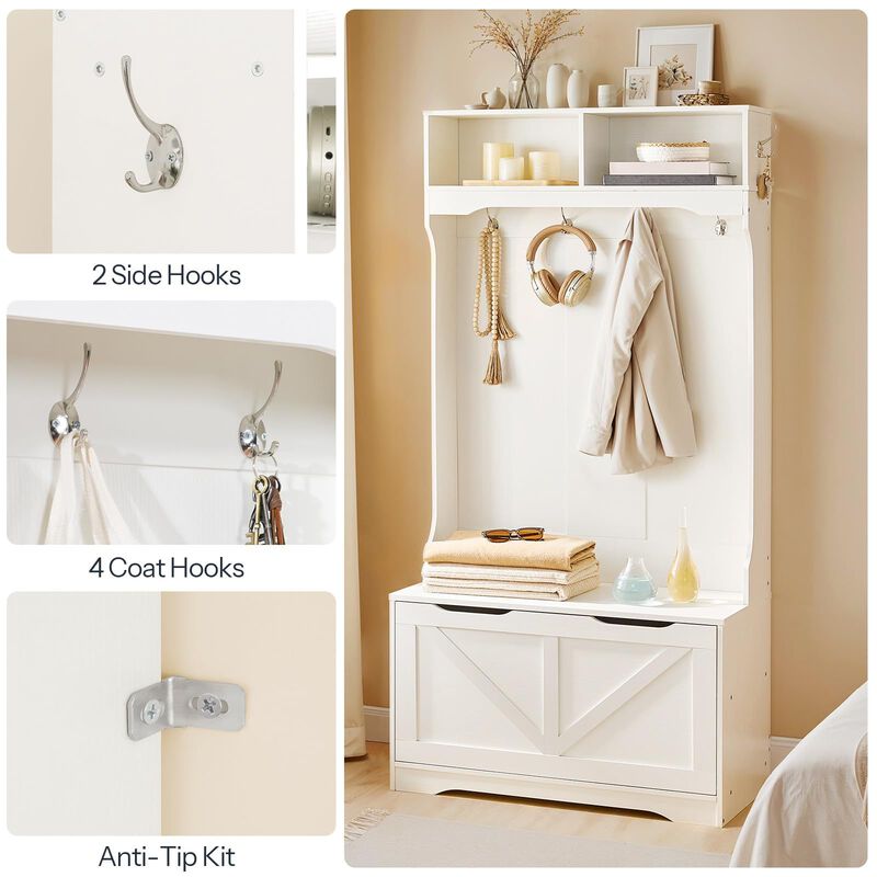 Entryway Hall Tree with Bench and Shoe Storage Cabinet Organizer image number 3