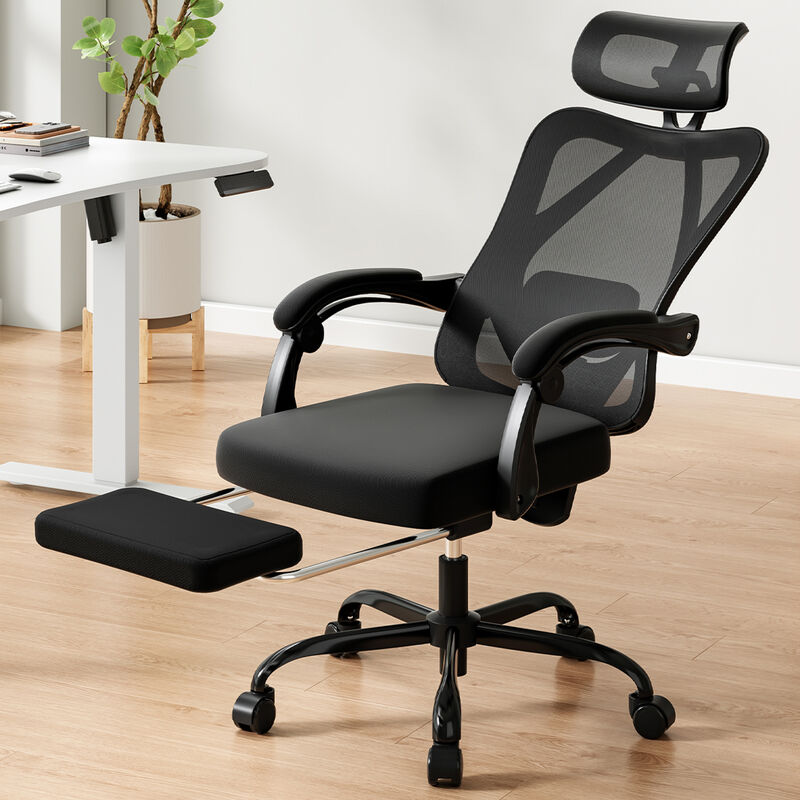 GOODSILO Ergonomic Office Chair with Adjustable Footrest Headrest Lumbar Support High Back Mesh Design Computer Desk Chair image number 4