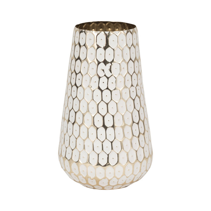 Metal, 11" Tribal Vase, Gold